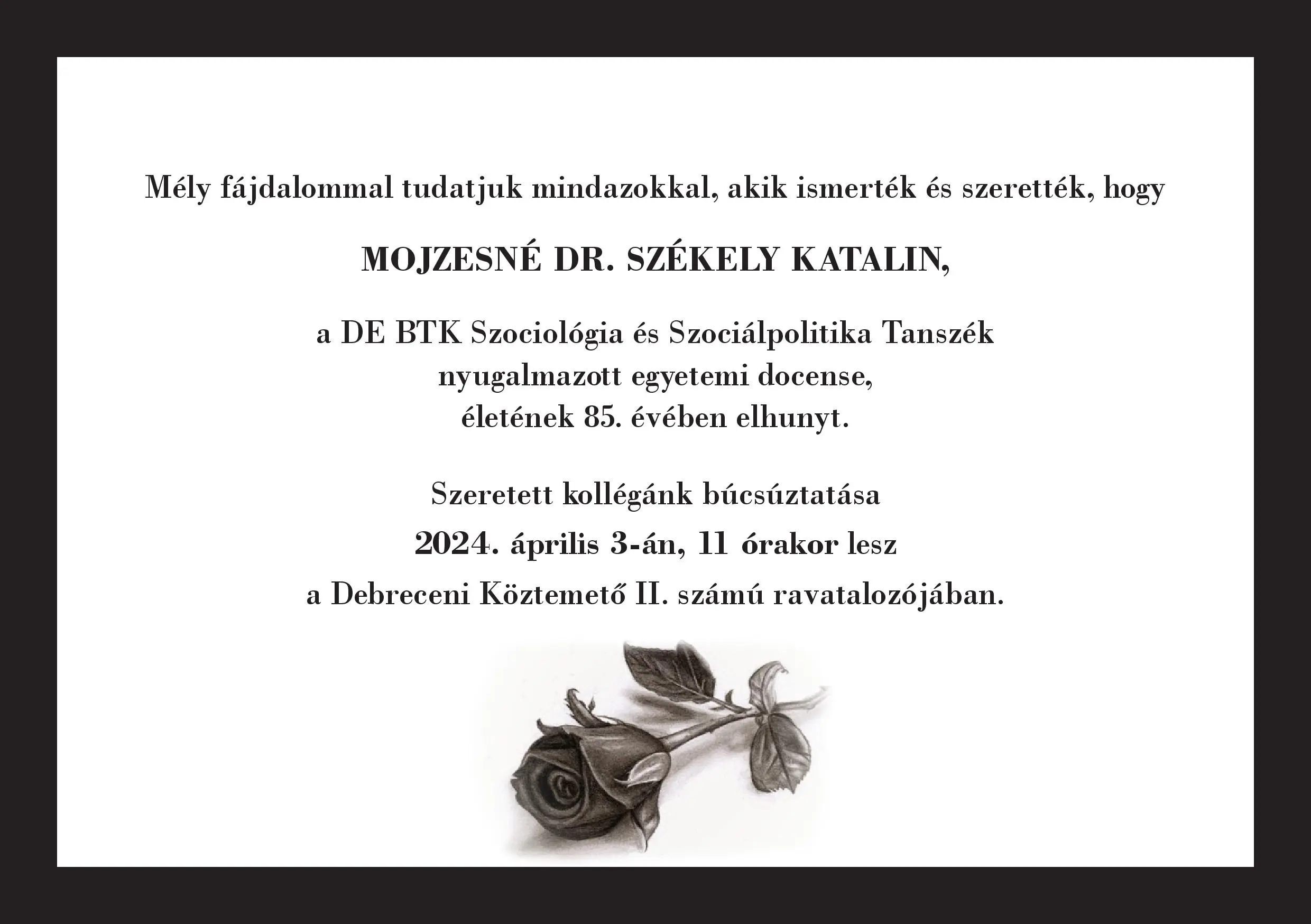 Gy&aacute;szjelent&eacute;s - Mojzesn&eacute; Sz&eacute;kely Katalin